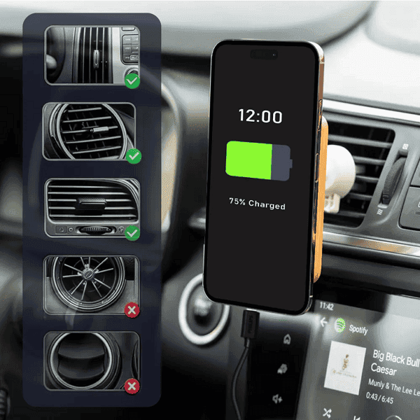 Drovo – 15W Bamboo Car Magnetic Charger detail 4