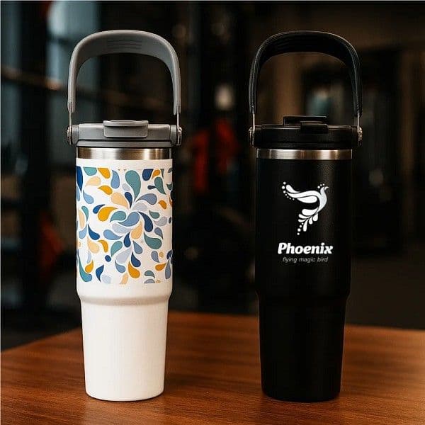 Otumba – Double Walled Stainless Steel Tumbler with Handle and Straw detail 5
