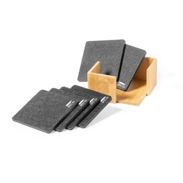Kazemi – RPET Felt Coaster with Bamboo Stand detail 2