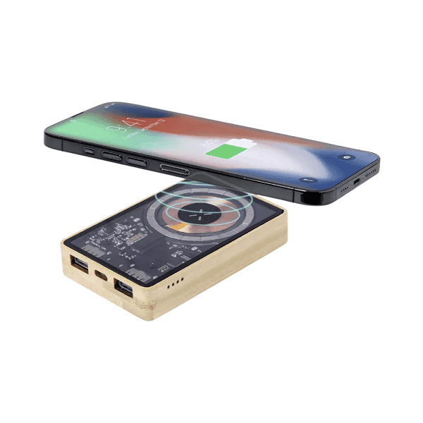 Froya – Magnetic 15W 10,000 mAh Bamboo Power Bank detail 2
