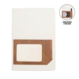 ADANA - Santhome Recycled Canvas A5 Hard Cover Notebook with PU Pocket Beige