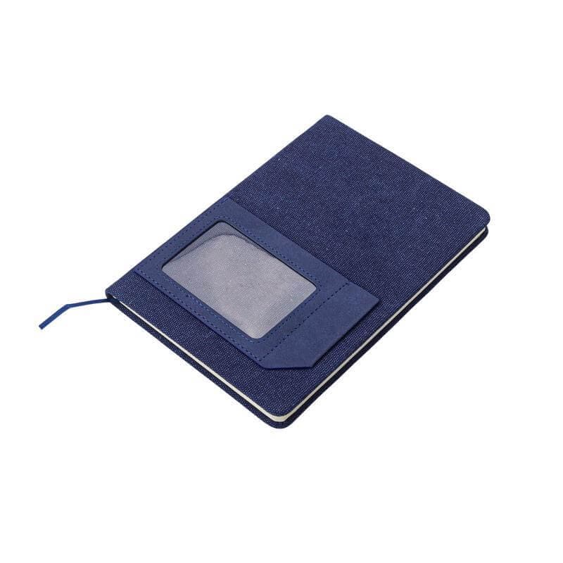 ADANA - Santhome Recycled Canvas A5 Hard Cover Notebook with PU Pocket - Navy detail 4