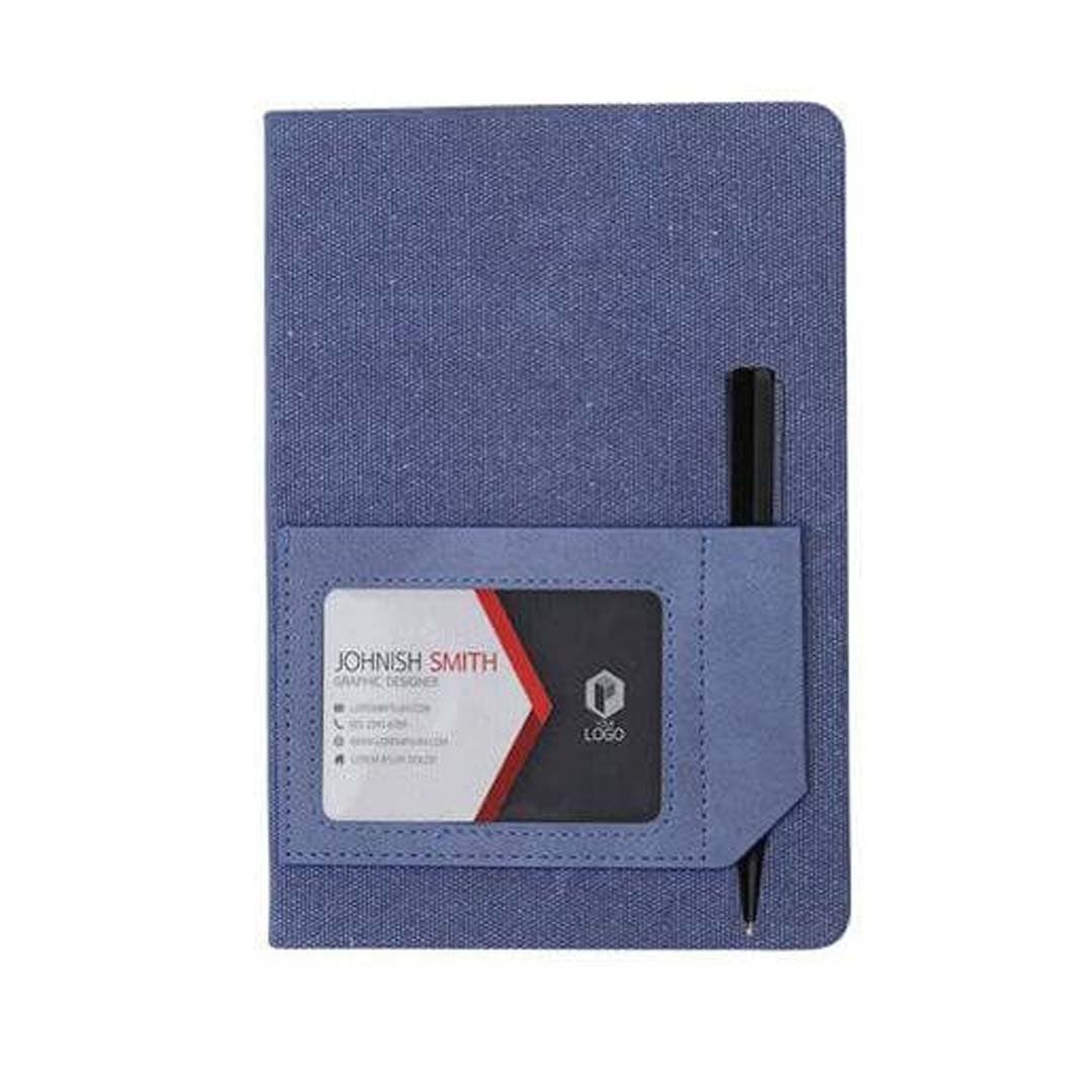 ADANA - Santhome Recycled Canvas A5 Hard Cover Notebook with PU Pocket - Navy detail 5