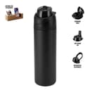 AERO SIP - Hans Larsen Recycled Stainless Steel Bottle with Dual Sip Lid Black