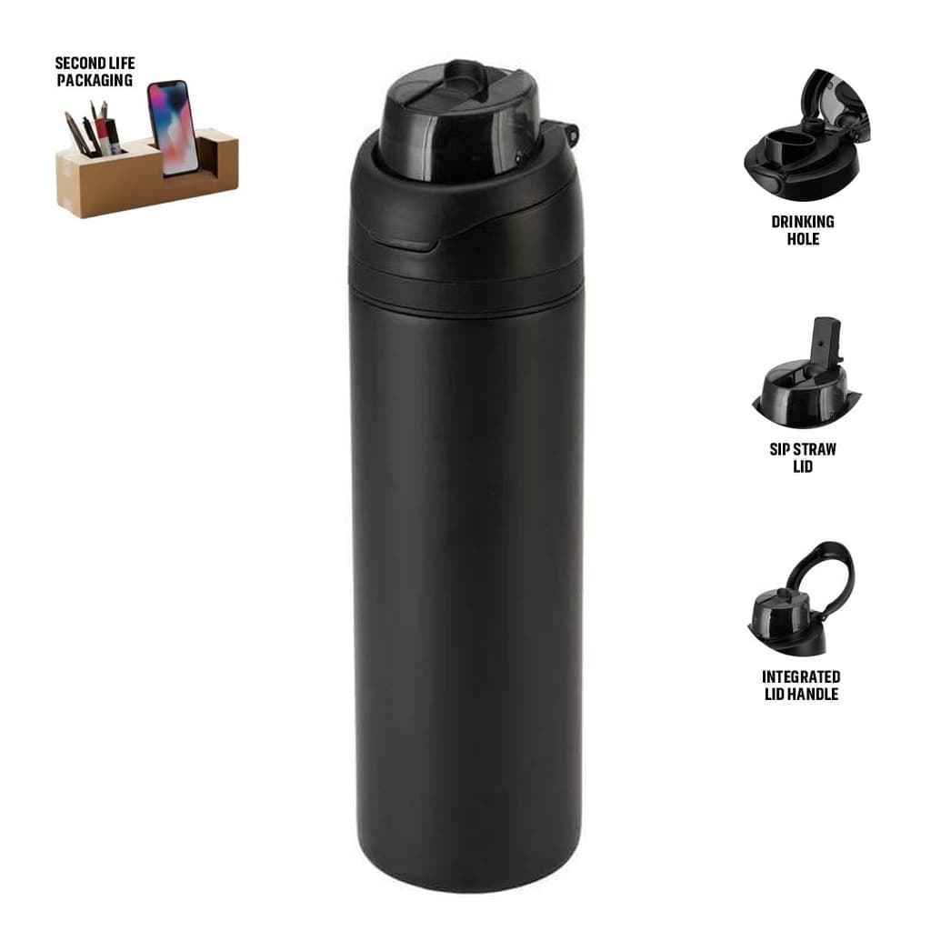 AERO SIP - Hans Larsen Recycled Stainless Steel Bottle with Dual Sip Lid