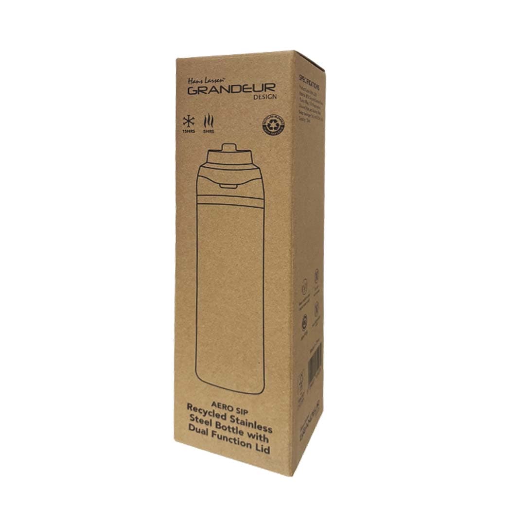 AERO SIP - Hans Larsen Recycled Stainless Steel Bottle with Dual Sip Lid - Black detail 7
