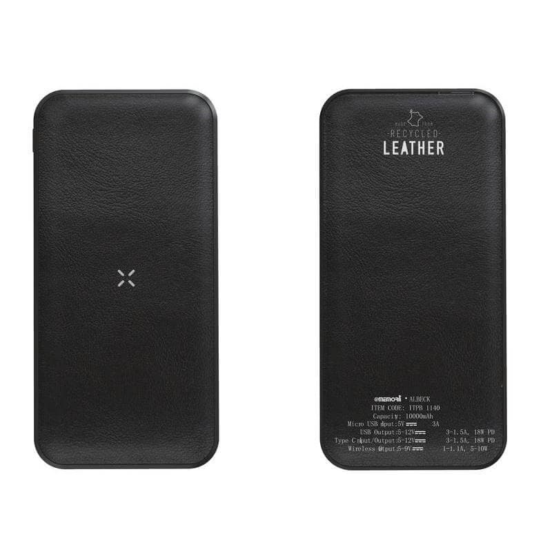ALBECK - Recycled Leather 10000mAh PD Powerbank - Black detail 4