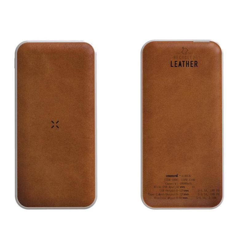 ALBECK - Recycled Leather 10000mAh PD Powerbank - White/Tan detail 5