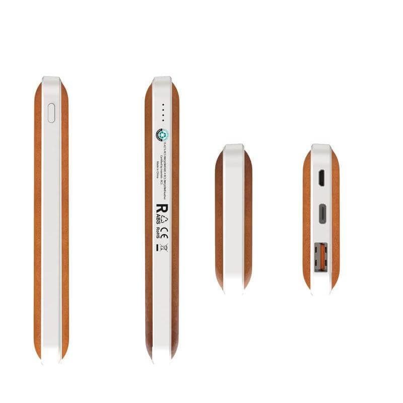 ALBECK - Recycled Leather 10000mAh PD Powerbank - White/Tan detail 6