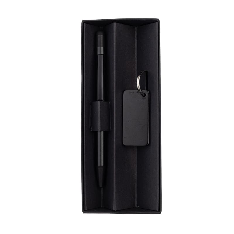 ANGLA - Gift Set of RCS Recycled Aluminium Pen and Keychain - Black detail 7