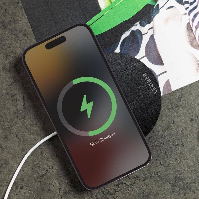 ANZIO - Recycled Leather 15W Wireless Charger - Black detail 4