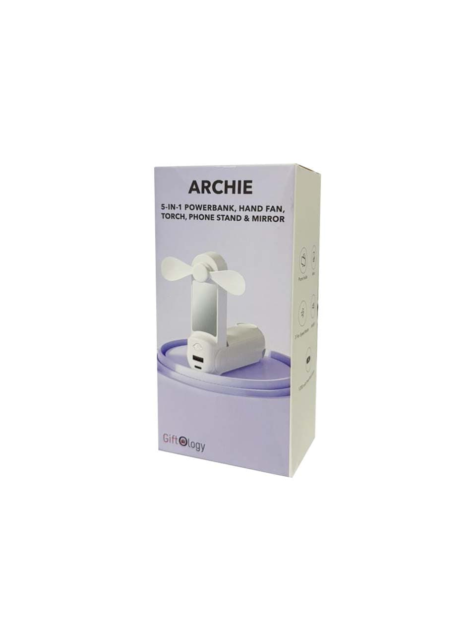 ARCHIE - Giftology 5-in-1 Powerbank Fan with Torch, Phone Holder & Mirror detail 7
