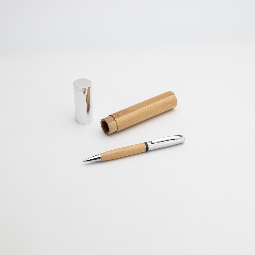 ATCA - eco-neutral Metal Pen with Bamboo Barrel - Natural detail 2