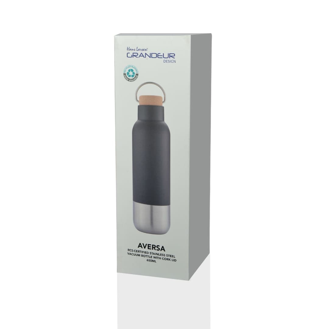 AVERSA - Hans Larsen RCS Recycled Stainless Steel Insulated Water Bottle - Black detail 5