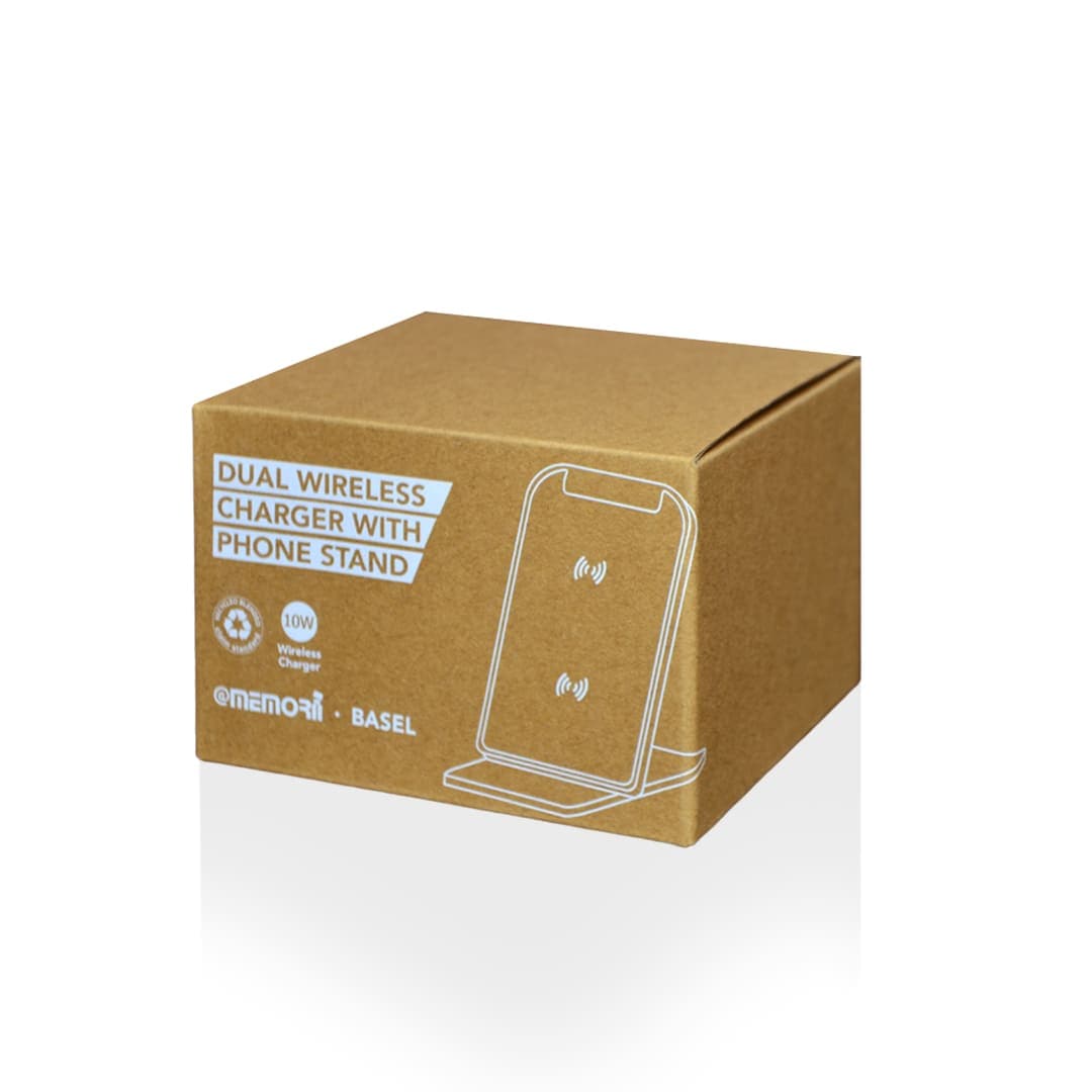 BASEL - @memorii Recycled 10W Wireless Charger Phone Stand - Black detail 6