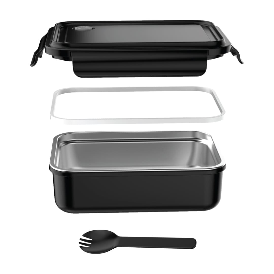 BERGEN - Hans Larsen Stainless Steel Lunch Box - 800ml - Black detail 2
