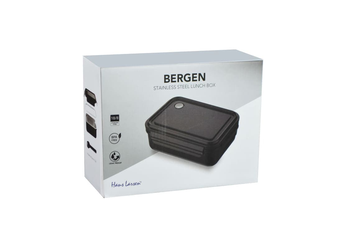 BERGEN - Hans Larsen Stainless Steel Lunch Box - 800ml - Black detail 4