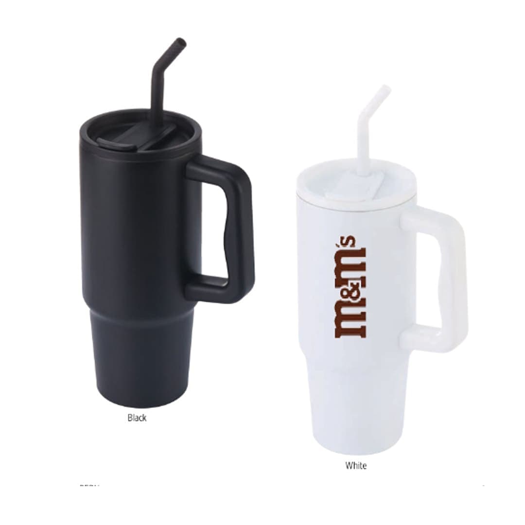 BERN - Recycled Stainless Steel Tumbler with Reusable Straw - Black detail 4