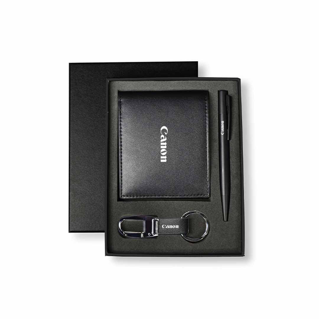BIBURY - Set of Men's Wallet, Key Chain and Pen - Black detail 7