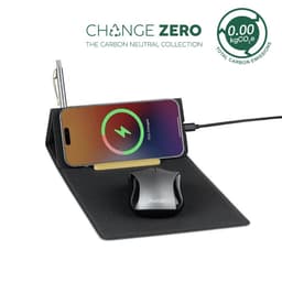 BLACE - CHANGE ZERO Recycled PU 15W Wireless Mousepad & Desk Organizer Black