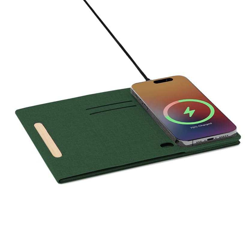 BLACE - CHANGE ZERO Recycled PU 15W Wireless Mousepad & Desk Organizer - Green detail 3