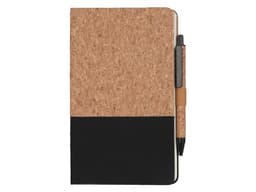 BORSA - eco-neutral A5 Cork Fabric Hard Cover Notebook and Pen Set Black