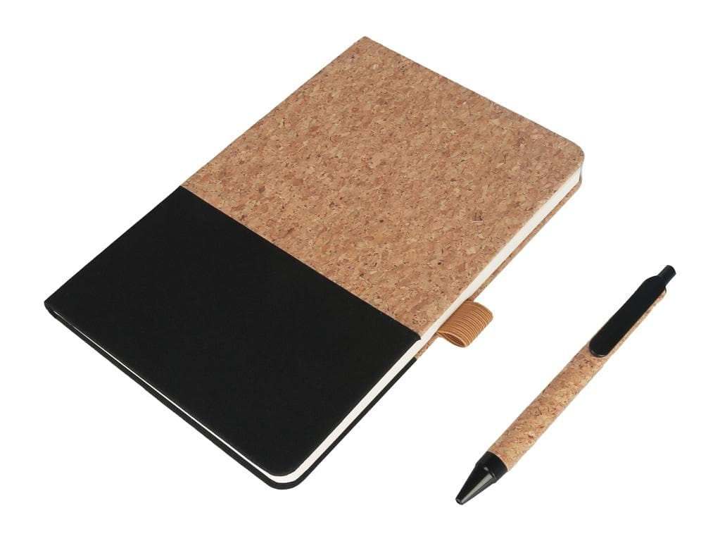 BORSA - eco-neutral A5 Cork Fabric Hard Cover Notebook and Pen Set - Black detail 2