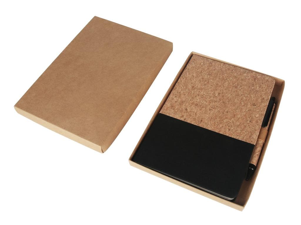 BORSA - eco-neutral A5 Cork Fabric Hard Cover Notebook and Pen Set - Black detail 4