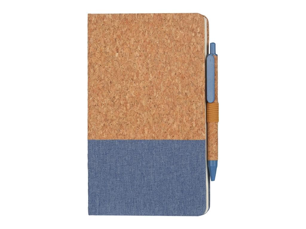 BORSA - eco-neutral A5 Cork Fabric Hard Cover Notebook and Pen Set - Blue corporate gift