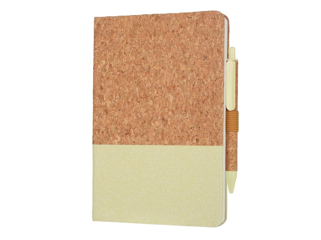 BORSA - eco-neutral A5 Cork Fabric Hard Cover Notebook and Pen Set - Green corporate gift