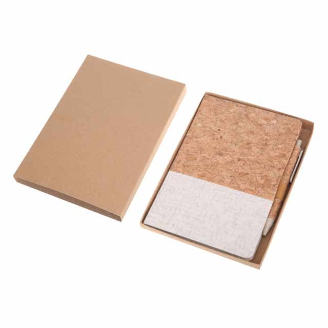 BORSA - eco-neutral Set of A5 Cork Fabric Hard Cover Notebook and Pen - White detail 2