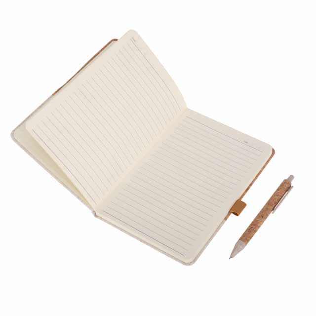 BORSA - eco-neutral Set of A5 Cork Fabric Hard Cover Notebook and Pen - White detail 3