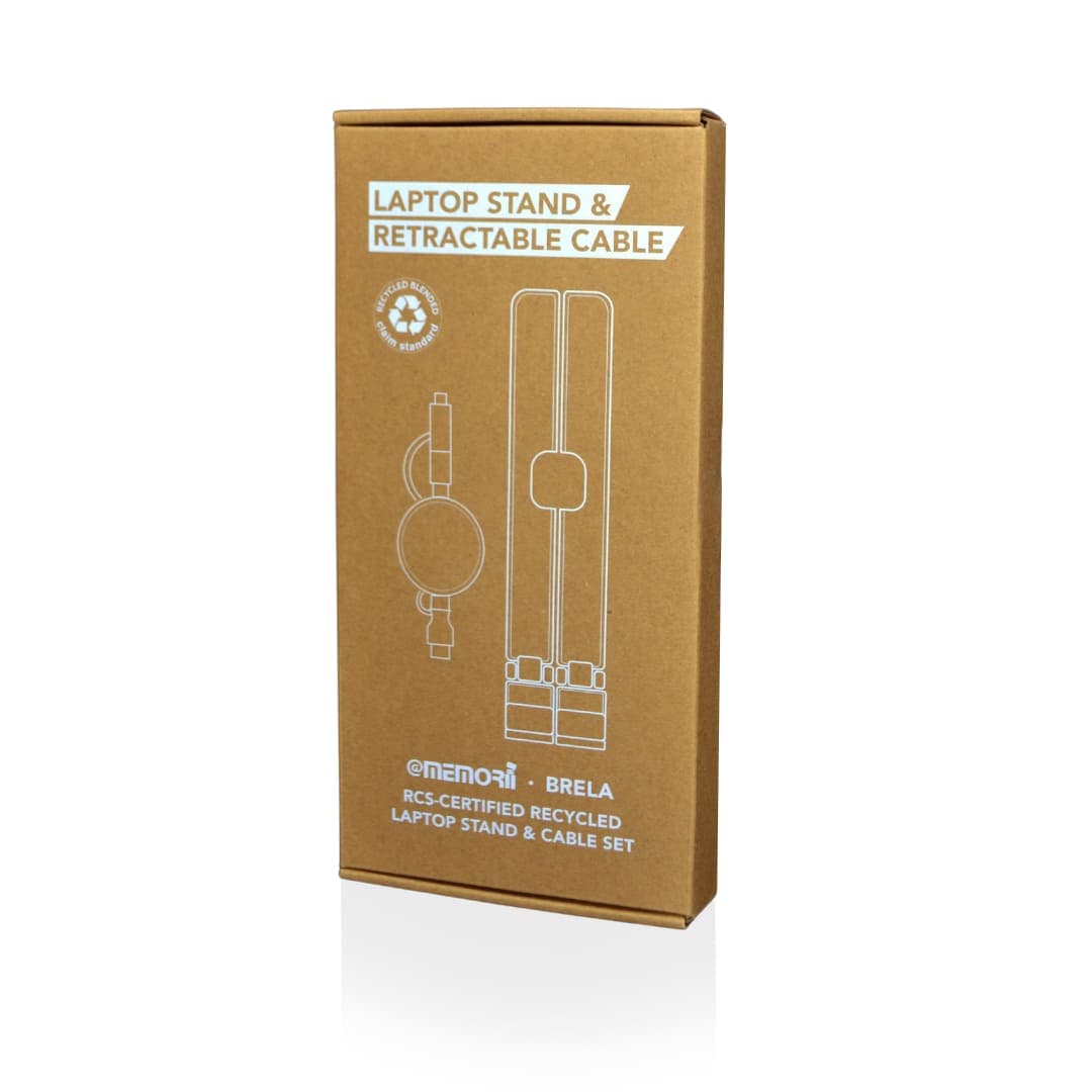 BRELA - @memorii Set of Recycled Laptop Stand and retractable cable - Black detail 5