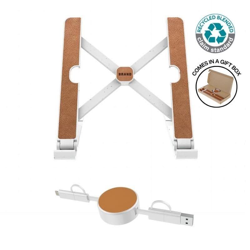 BRELA - @memorii Set of Recycled Laptop Stand and retractable cable - Black detail 6