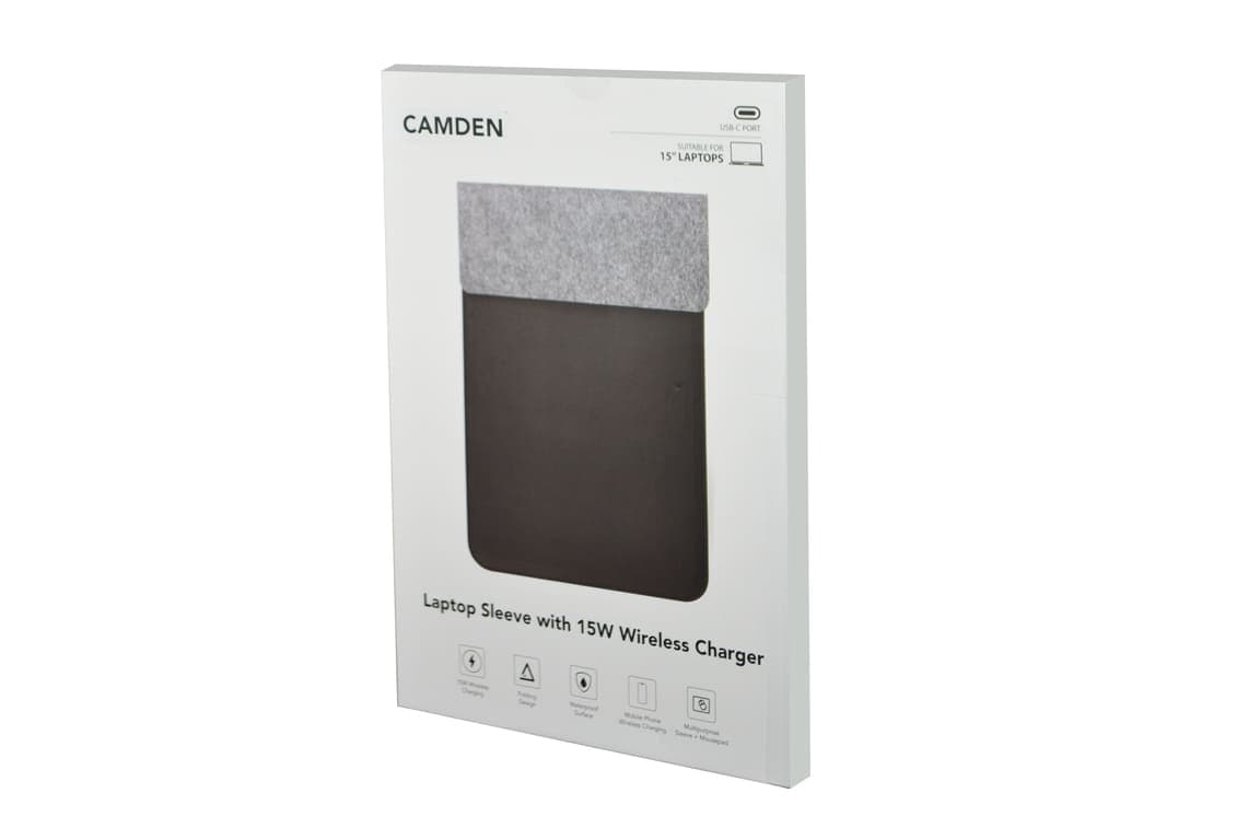 CAMDEN - Giftology 14" Felt Laptop Sleeve With 15W Magnetic Charger - Black detail 7