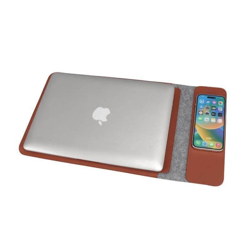 CAMDEN - Giftology 14" Felt Laptop Sleeve With 15W Magnetic Charger - Tan detail 7
