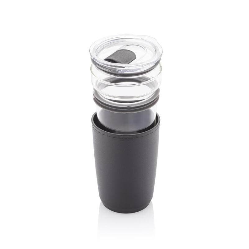 CERRA - Hans Larsen Premium Glass Tumbler with Recycled Protective Sleeve - Black detail 4