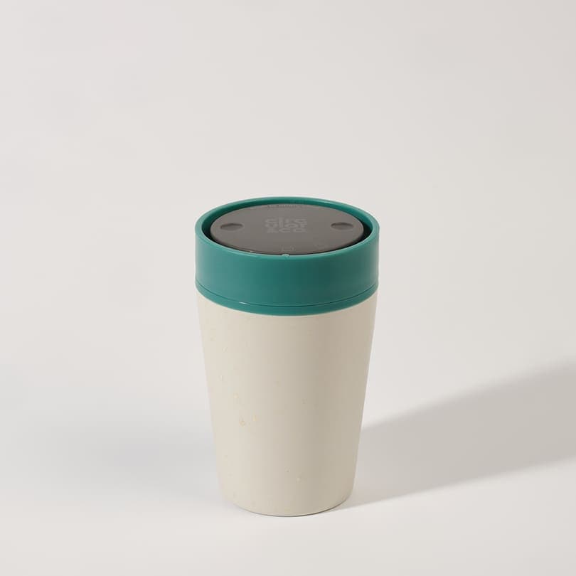 Circular Cup 8oz Chalk & Aquamarine Green detail 4