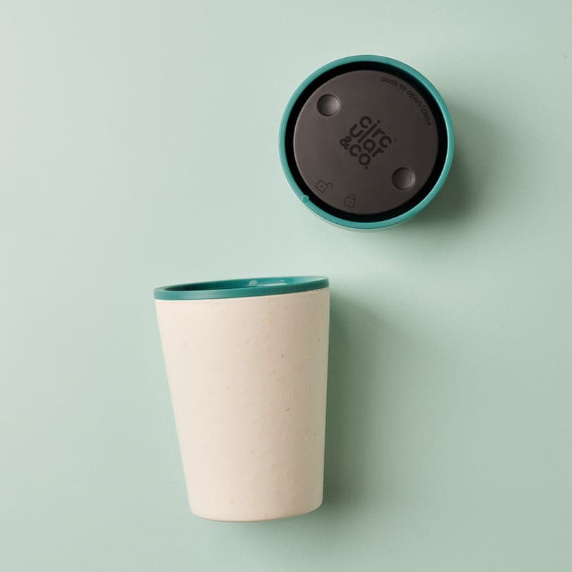 Circular Cup 8oz Chalk & Aquamarine Green detail 5