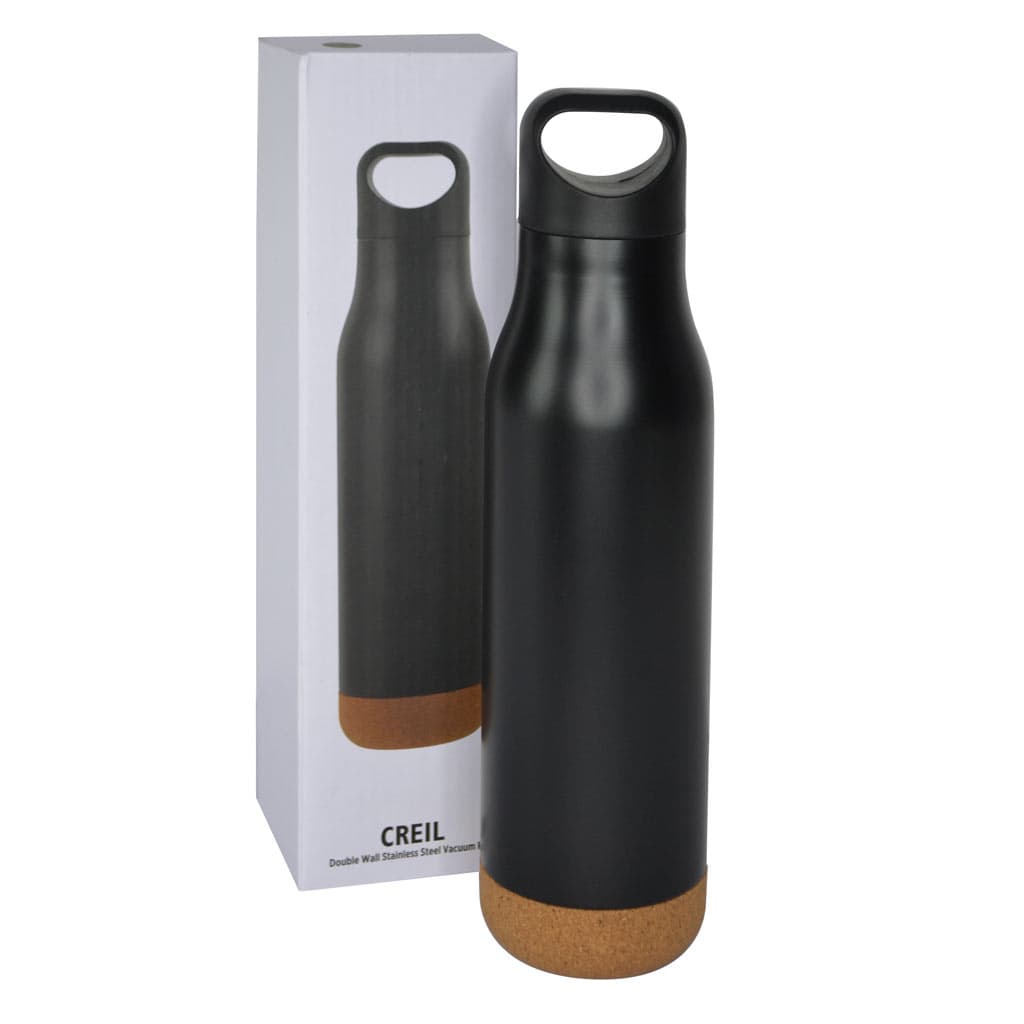 CREIL - Giftology Insulated Water Bottle with Cork Base - Black detail 3