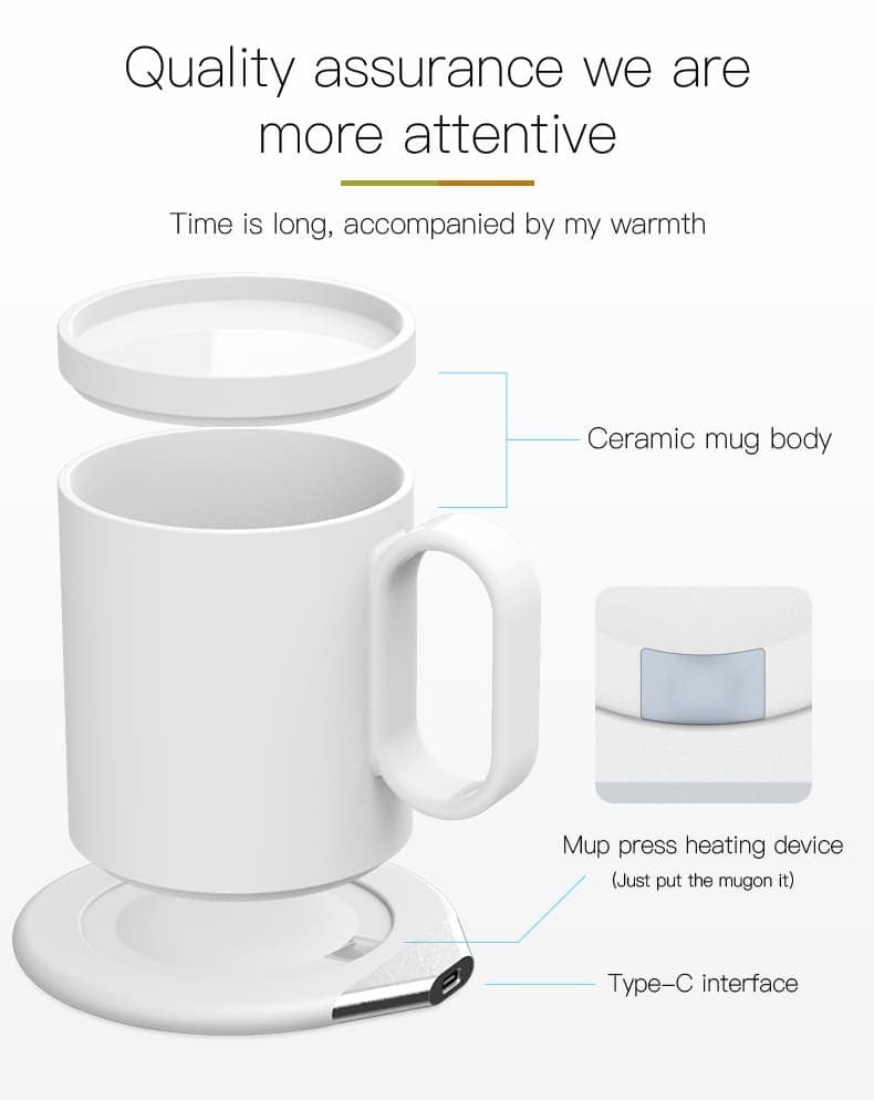 CRIVITS - Smart Mug Warmer with Wireless Charger - White detail 7
