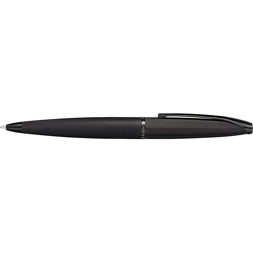 Cross ATX® Brushed Black with Machine-Turned Diamond Pattern Engraving with Polished Black PVD Appointments Ballpoint Pen (Blue Ink) detail 3