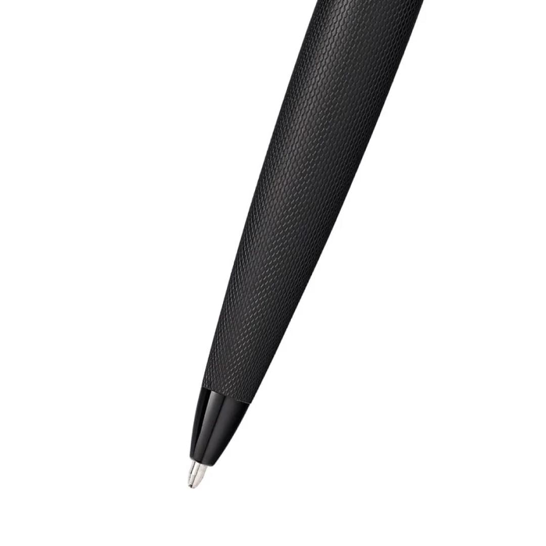 Cross ATX® Brushed Black with Machine-Turned Diamond Pattern Engraving with Polished Black PVD Appointments Ballpoint Pen (Blue Ink) detail 4