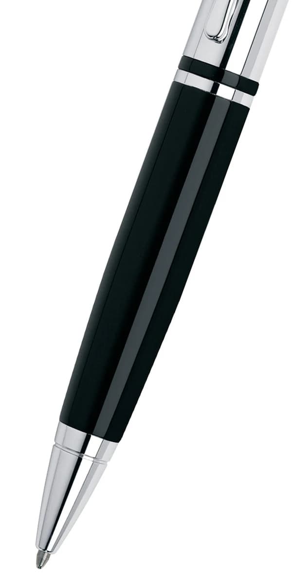 Cross Calais™ Chrome/Black Lacquer with Polished Chrome Appointments Ballpoint Pen (Blue Ink) detail 5