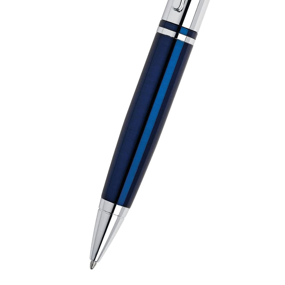 Cross Calais™ Chrome/Blue Lacquer with Polished Chrome Appointments Ballpoint Pen (Blue Ink) detail 3