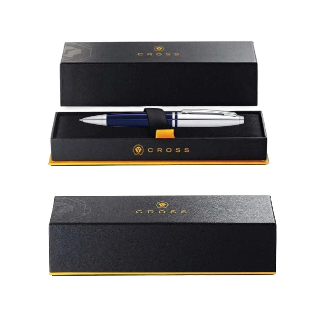 Cross Calais™ Chrome/Blue Lacquer with Polished Chrome Appointments Ballpoint Pen (Blue Ink) detail 7