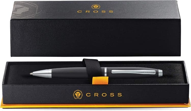 Cross Calais™ Matte Black with Polished Chrome Appointments Ballpoint Pen (Blue Ink) detail 5