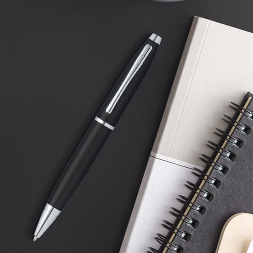 Cross Calais™ Matte Black with Polished Chrome Appointments Ballpoint Pen (Blue Ink) detail 6