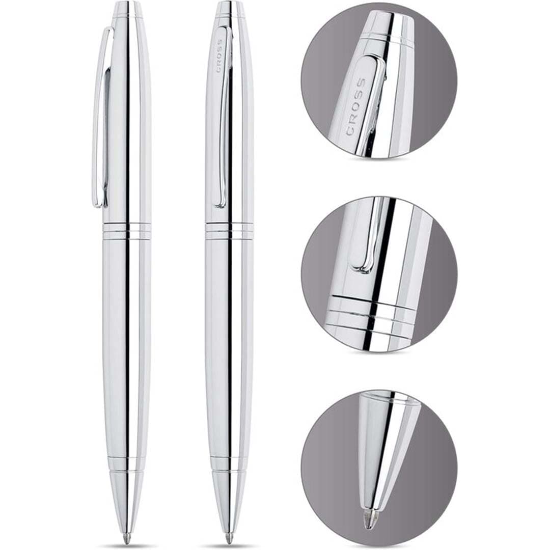 Cross Calais™ Polished Chrome with Polished Chrome Appointments Ballpoint Pen (Blue Ink) detail 2