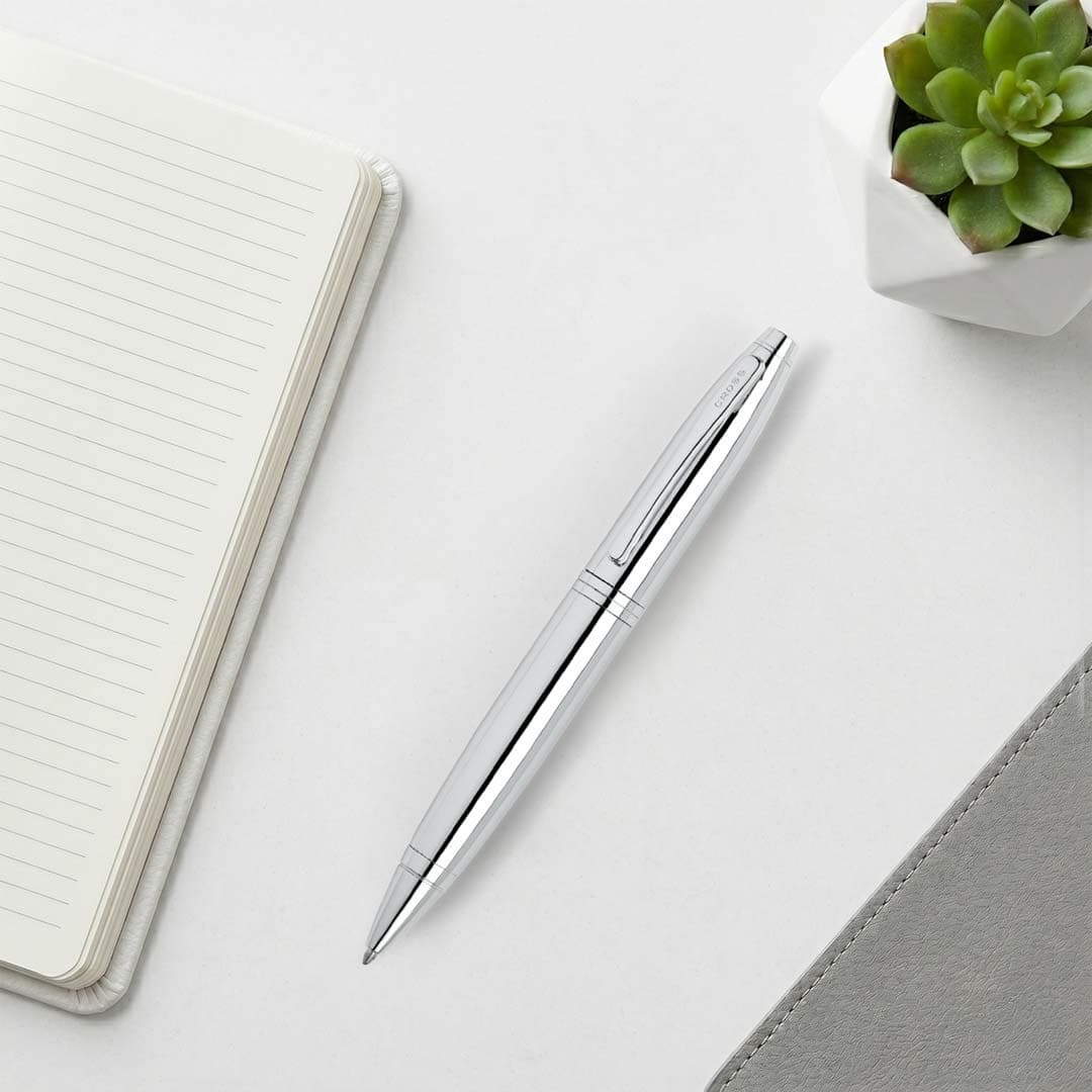 Cross Calais™ Polished Chrome with Polished Chrome Appointments Ballpoint Pen (Blue Ink) detail 5